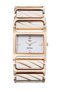 Go Girls 694028 Rose-Gold PVD Rectangular Ceramic Bracelet Watch